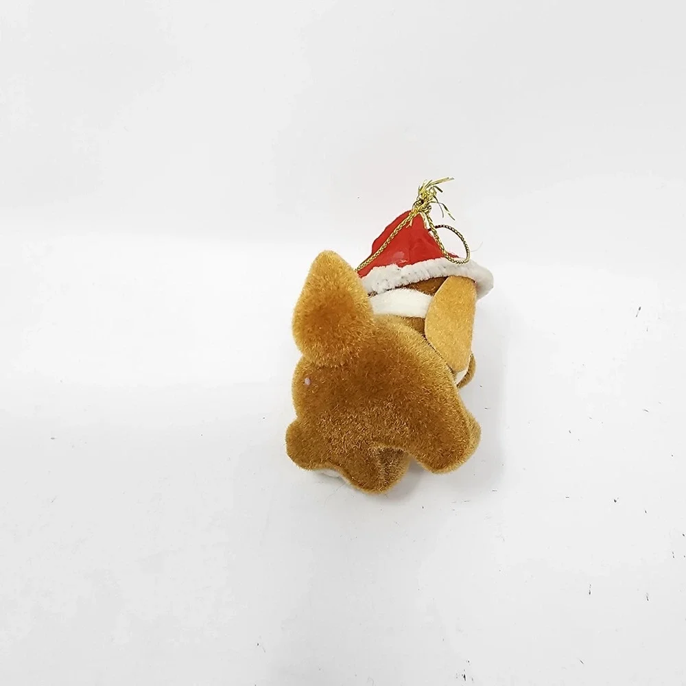Critter Sitter Vintage 80s‎ Santa Hound Dog Puppy Flocked Christmas Ornament
